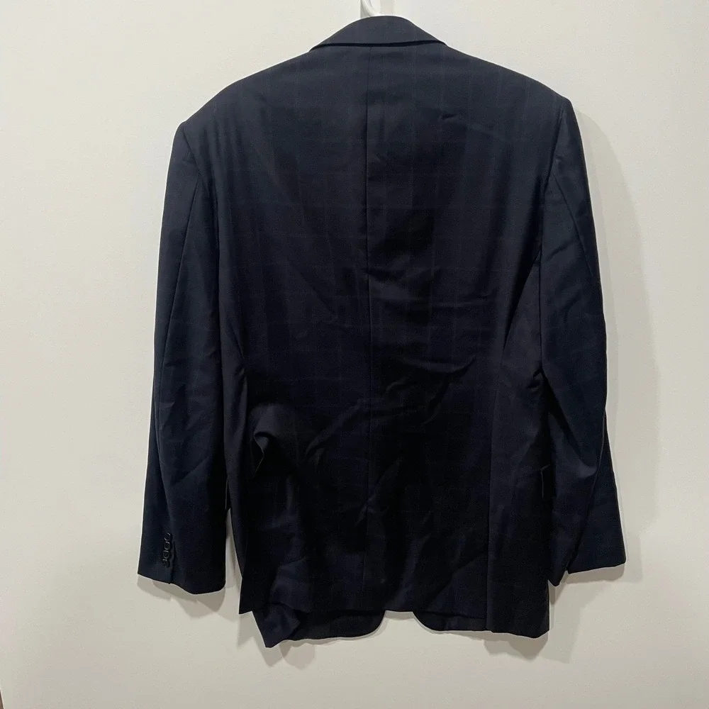 Hickey Freeman Madison Suit 42 Long Charcoal Windowpane Worsted Wool Mens 34x31
